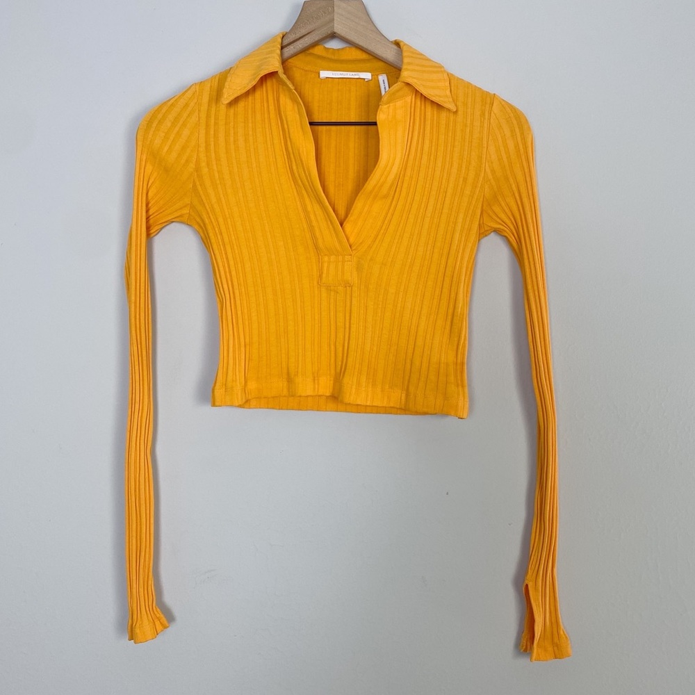 Helmet Lang Textured Stripe Crop Apricot Cotton P… - image 6